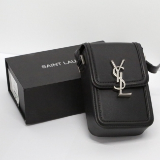 생로랑 YSL 실버 스틸 로고 래더 크로스백