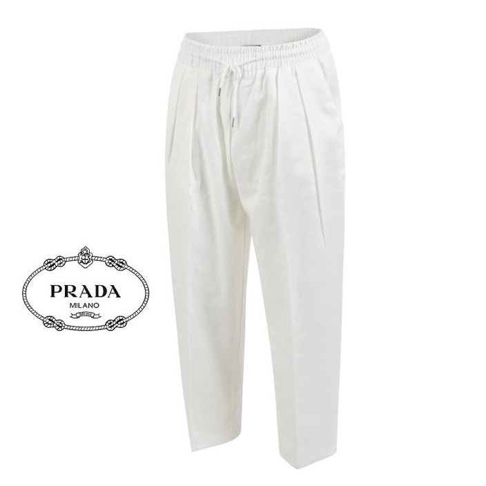 프라다 25S/S 클래식 테이퍼드 쿨 투턱 밴딩 슬랙스