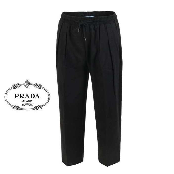 프라다 25S/S 클래식 테이퍼드 쿨 투턱 밴딩 슬랙스