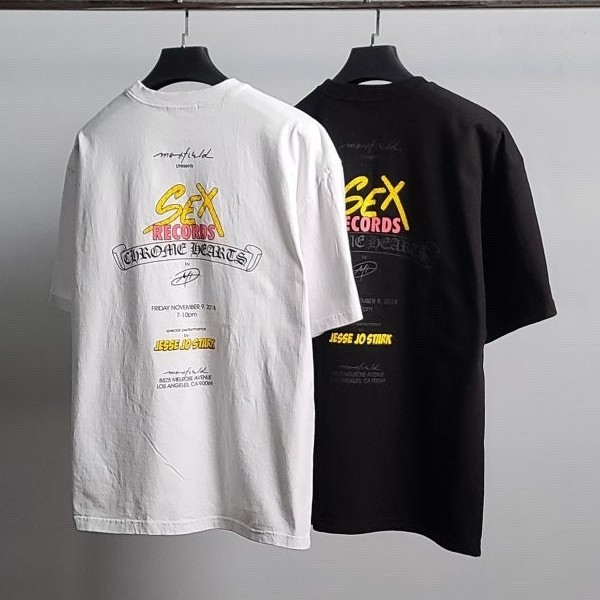 크롬하츠 레코드 레터링 오버핏 반팔티