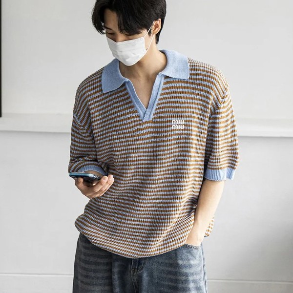 MIU 체인 단가라 반팔니트